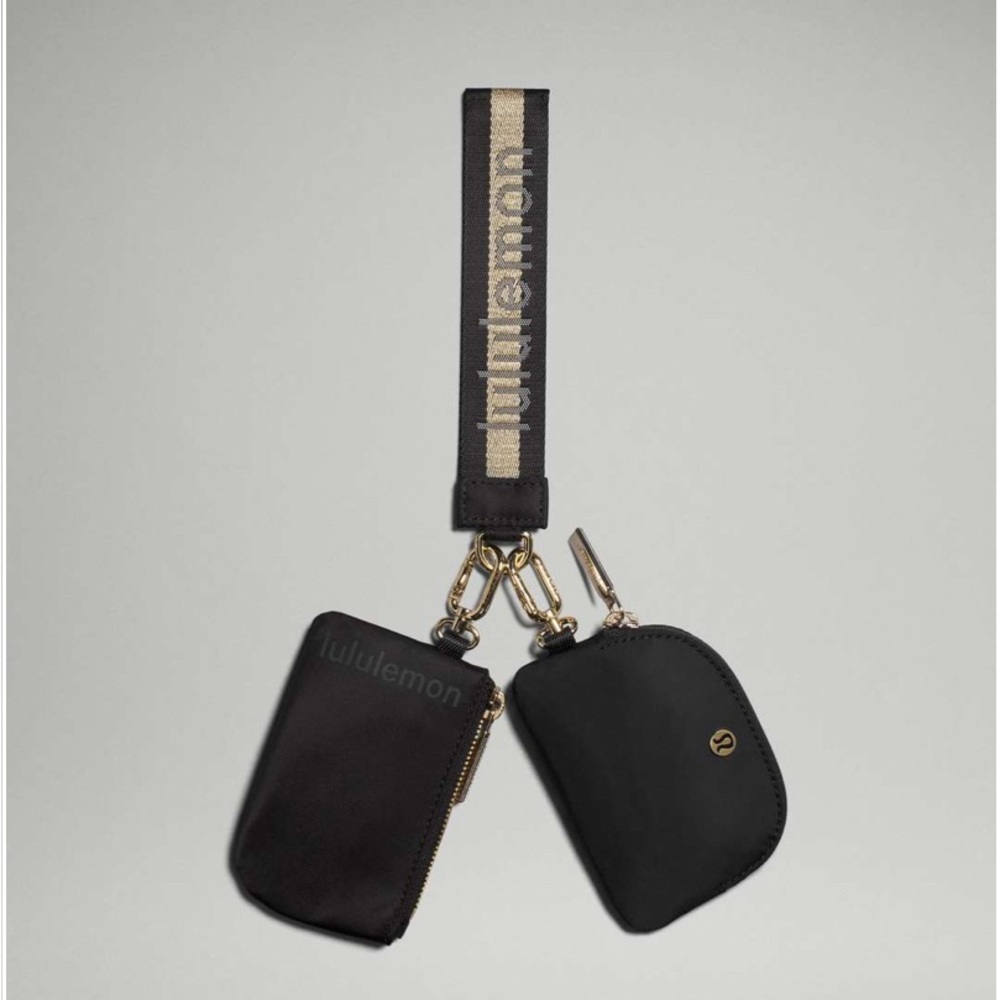 Lululemon Dual Pouch Wristlet - Black/Gold/white opal